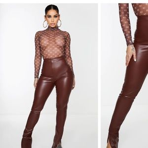 Pretty little thing brown faux leather pants